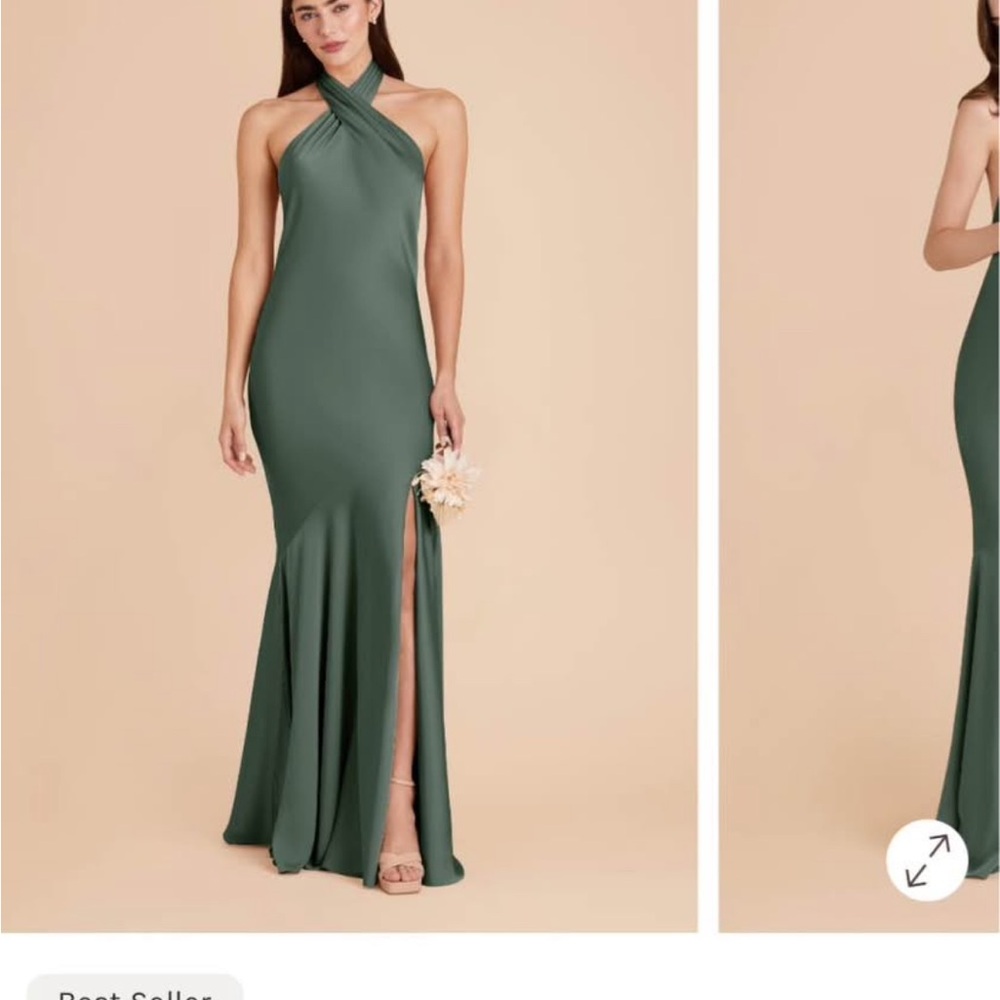 Birdie Grey Cross-Neck Eucalyptus Green Bridesmaid Dress